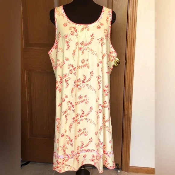 NWOT CAROLE HOCKMAN sL matching nightgown & robe(w/pockets) Yellow/orange - Picture 2 of 9